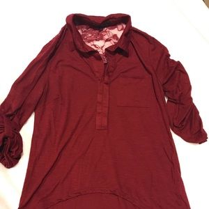 Super Soft collared top with lace detail